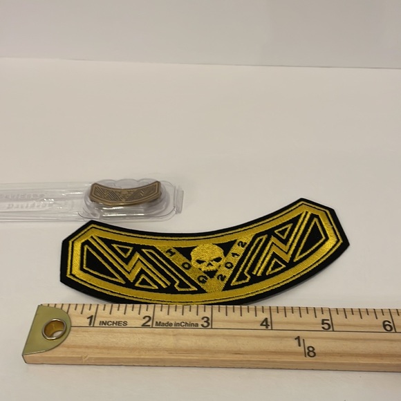 2012 Harley Davidson Skull HOG Jacket Vest Patch and Pin Badge - Picture 4 of 6